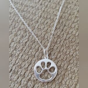 Silver Paw Print Pendant Necklace